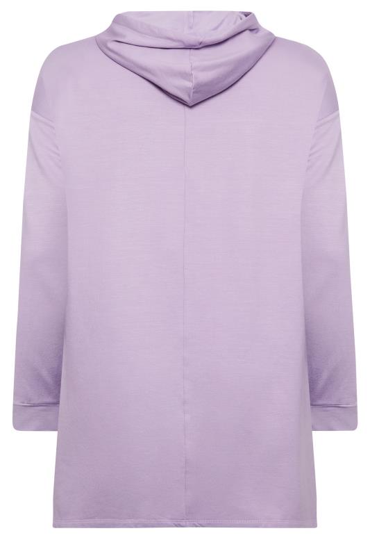 Plus Size Lilac Purple Embellished Tie Hoodie | Yours Clothing 7