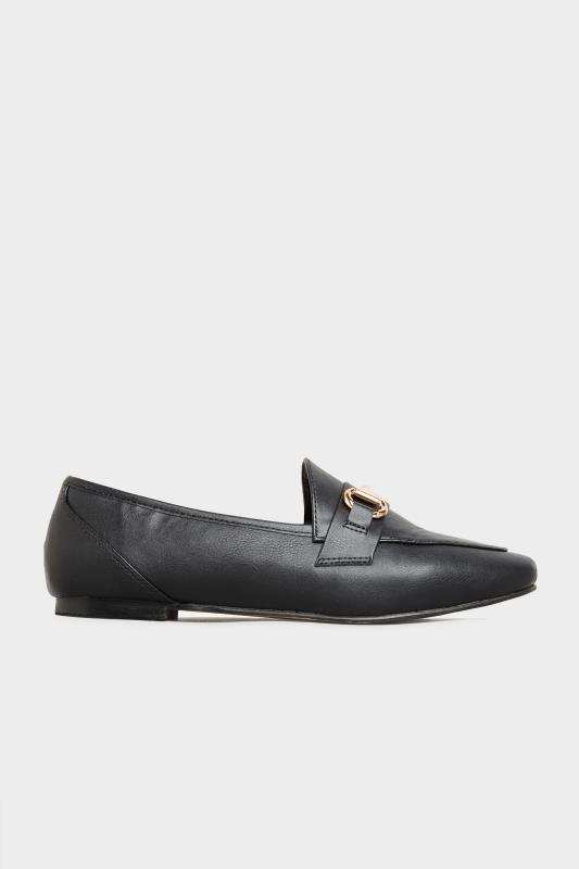 Black Metal Trim Loafer In Extra Wide Fit | Yours Clothing 3
