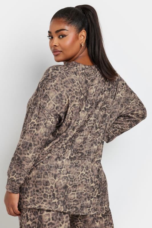 YOURS Plus Size Natural Brown Leopard Print Jumper | Yours Clothing  3