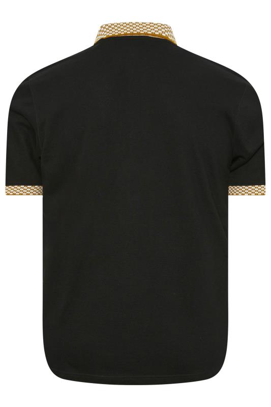 BadRhino Big & Tall Black Jacquard Collar Polo Shirt | BadRhino 2