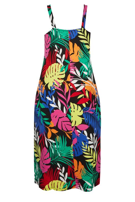 YOURS Plus Size Black Leaf Print Beach Dress | Yours Clothing 6
