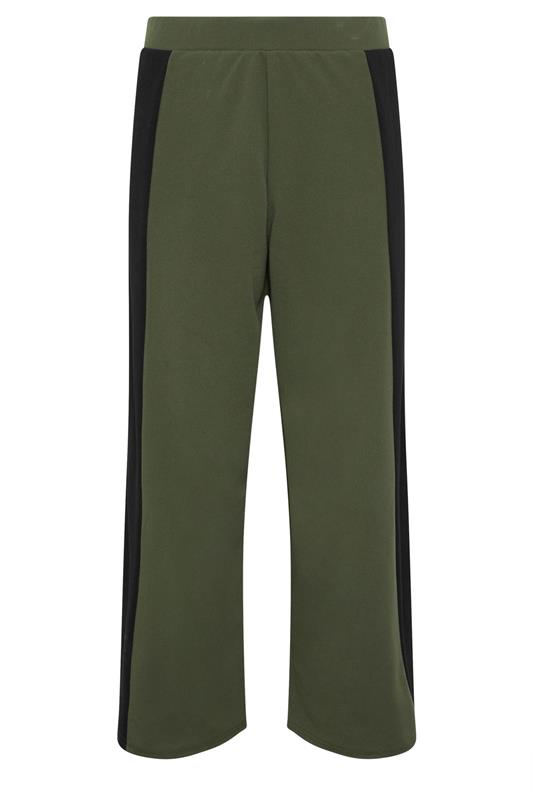 PixieGirl Petite Women's Khaki Green Side Panel Wide Leg Trousers | PixieGirl 5
