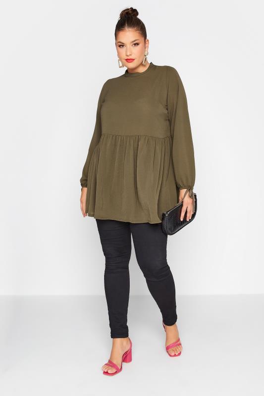 LIMITED COLLECTION Curve Khaki Green Turtle Neck Blouse 2