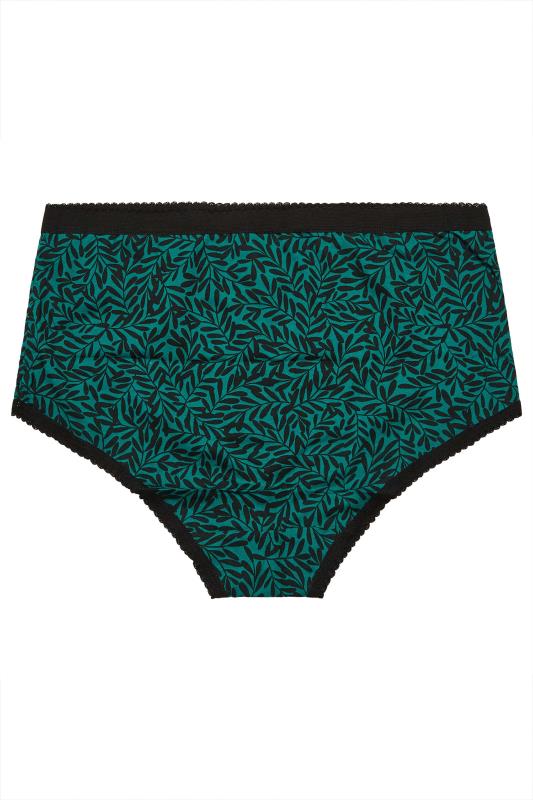 YOURS 5 PACK Curve Green Leaf Print Full Briefs | Yours Clothing 8