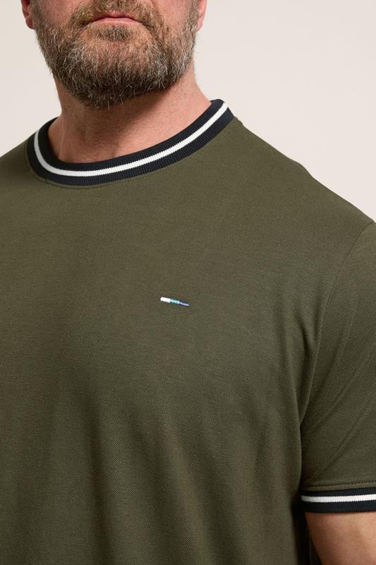 BadRhino Big & Tall Olive Green Pique Ringer T-Shirt | BadRhino 4