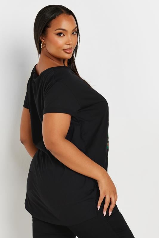 YOURS Plus Size Black 'Meowy Christmas' Slogan T-Shirt | Yours Clothing  5