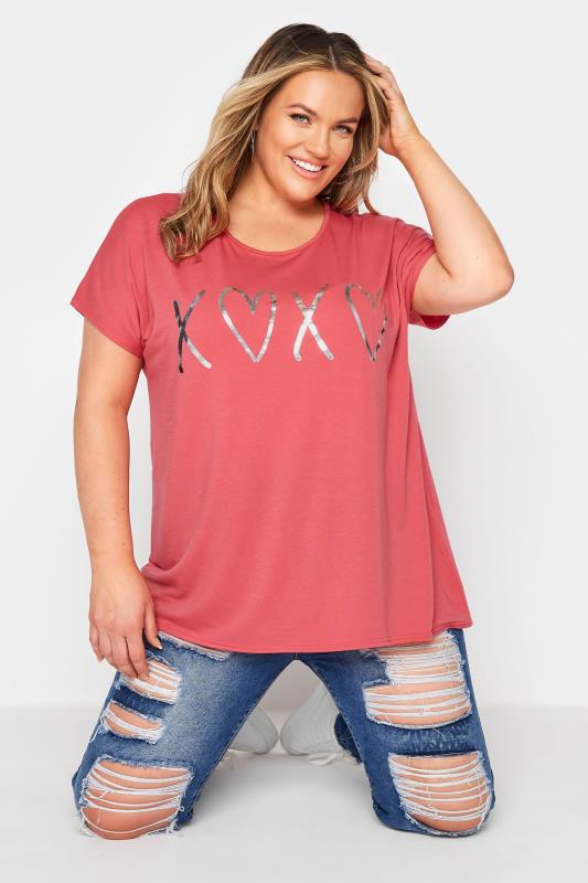 Curve Pink 'XOXO' Grown On Sleeve T-Shirt_A.jpg