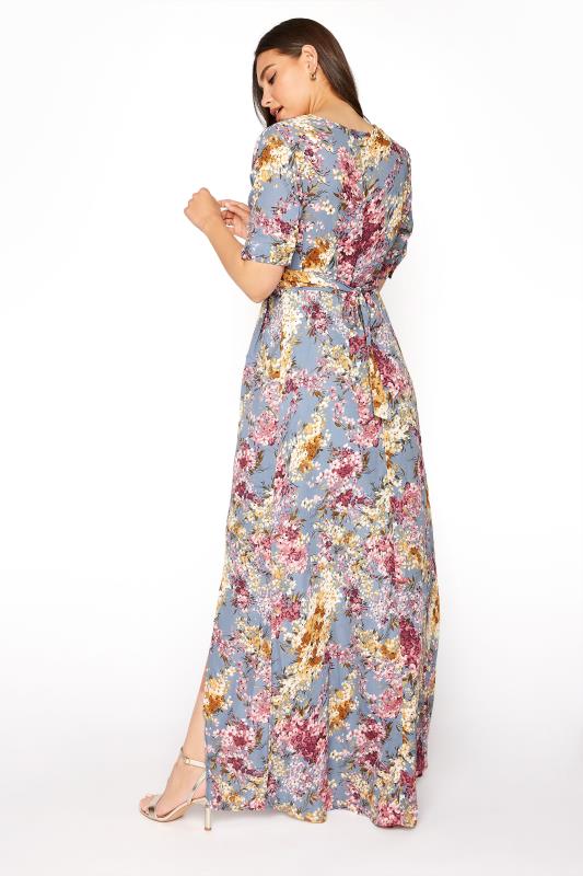 LTS Blue Floral Wrap Front Maxi Dress | Long Tall Sally 2
