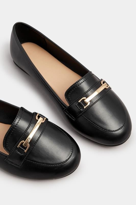 Black Faux Leather Loafers In Extra Wide EEE Fit | Yours Clothing  5