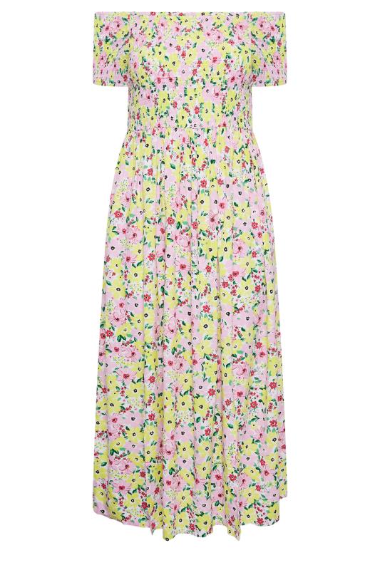 YOURS Plus Size White Floral Print Shirred Maxi Dress | Yours Clothing  7