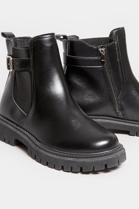 Black Chunky Buckle Ankle Boots In Extra Wide EEE Fit | Yours Clothing 5