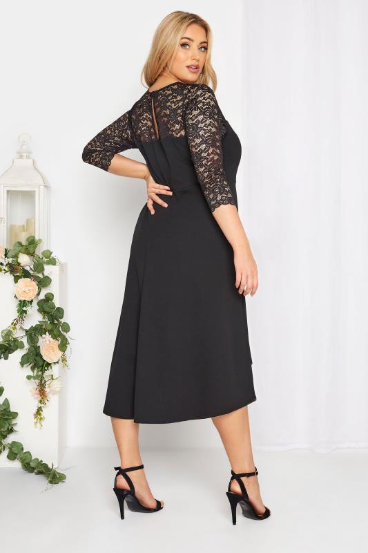 YOURS LONDON Plus Size Black Lace Sweetheart Midi Dress | Yours Clothing 3