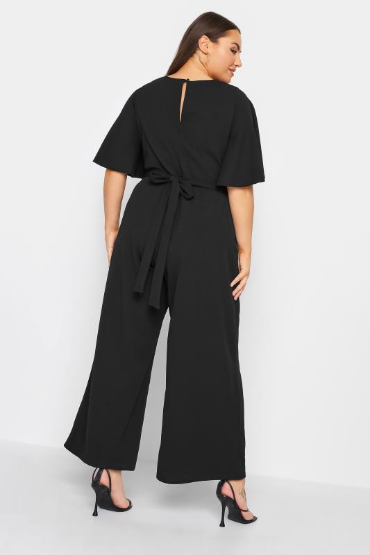 YOURS LONDON Plus Size Black Buckle Detail Wrap Jumpsuit | Yours Clothing 3
