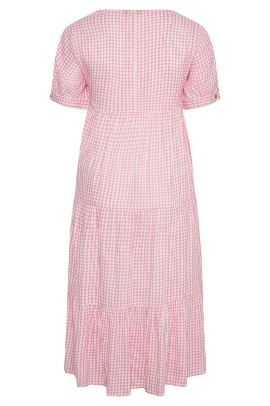 LIMITED COLLECTION Curve Pink Gingham Tiered Smock Dress_Y.jpg
