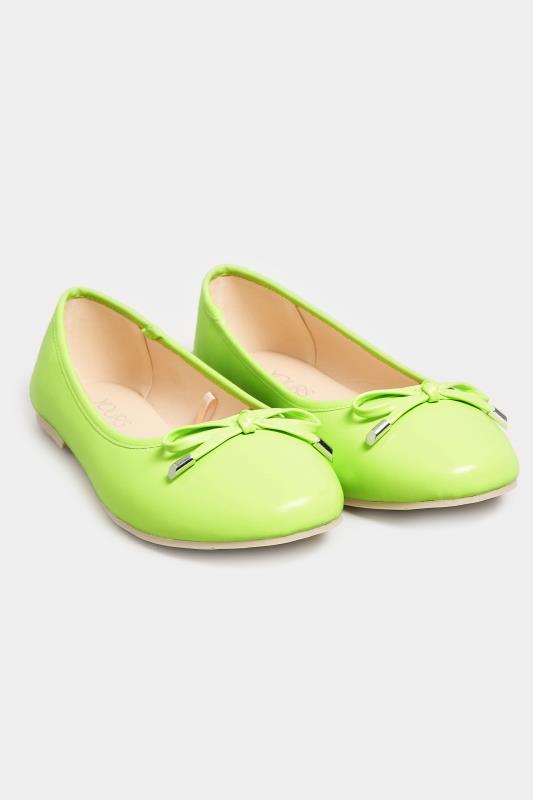 Plus Size  Yours Green Ballerina Pumps In Wide E Fit & Extra Wide EEE Fit