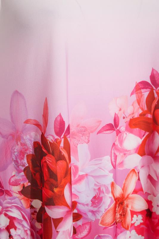 YOURS LONDON Curve Pink Floral Hanky Hem Vest Top 4