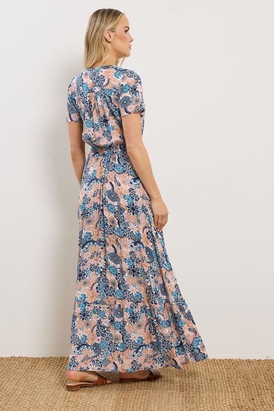 LTS Tall Women's Navy Blue Floral Button Maxi Dress | Long Tall Sally 4