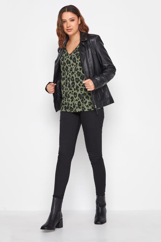 LTS Tall Women's Khaki Green Leopard Print Top | Long Tall Sally 2