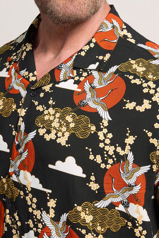 BadRhino Big & Tall Black Japanese Woodblock Print Shirt | BadRhino 5