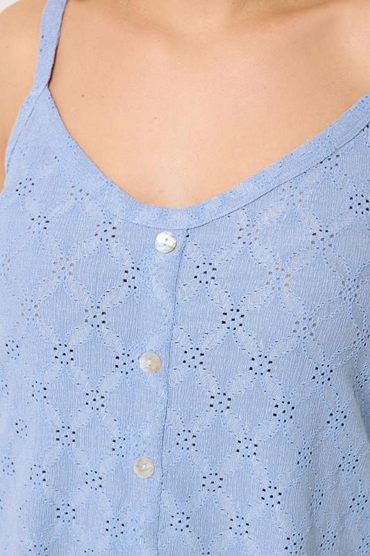 YOURS Plus Size Blue Broderie Anglaise Vest Top | Yours Clothing 4