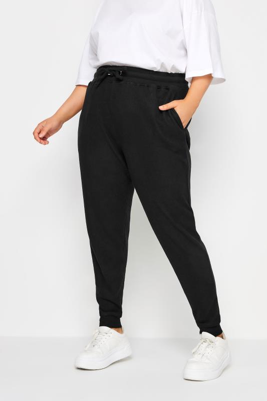 YOURS Plus Size Black Stretch Joggers | Yours Clothing 1