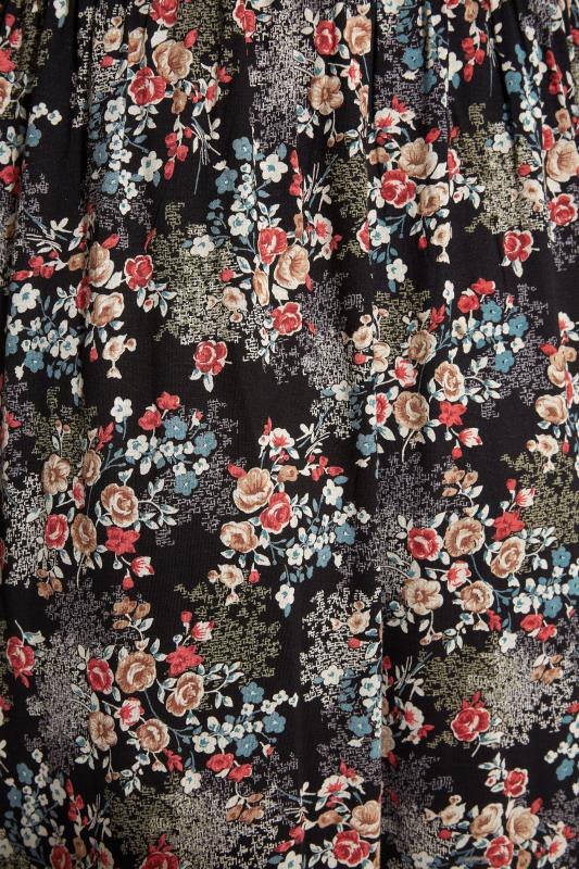 Plus Size Black Floral Maxi Pocket Dress | Yours Clothing 5
