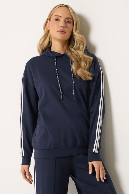 LTS Tall Navy Blue Side Tape Hoodie