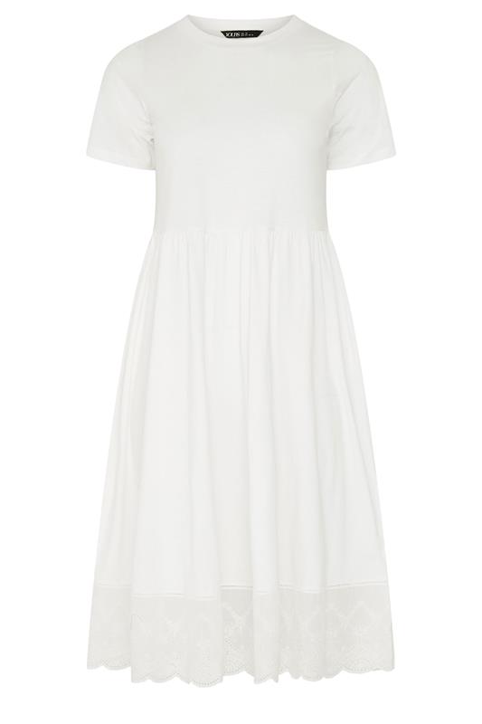 YOURS Plus Size Ivory White Broderie Anglaise Trim Dress | Yours Clothing 5
