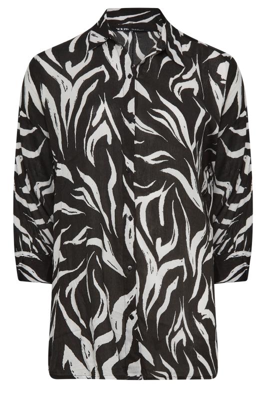 YOURS Plus Size Black Animal Print Crinkle Beach Shirt | Yours Clothing 6