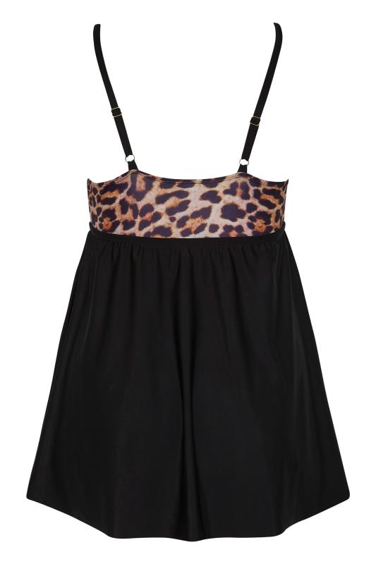Plus Size Black Leopard Print Triple Keyhole Swim Dress | Yours Clothing 9