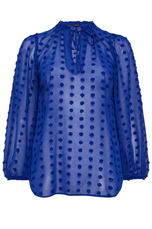 YOURS Curve Plus Size Cobalt Blue Dobby Blouse | Yours Clothing  6