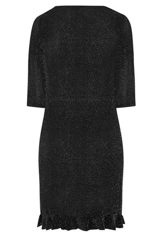 YOURS LONDON Curve Black & Silver Glitter Ruffle Dress | Yours Clothing 7