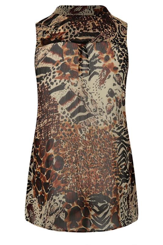 Plus Size Brown Animal Print Sleeveless Swing Blouse | Yours Clothing 7