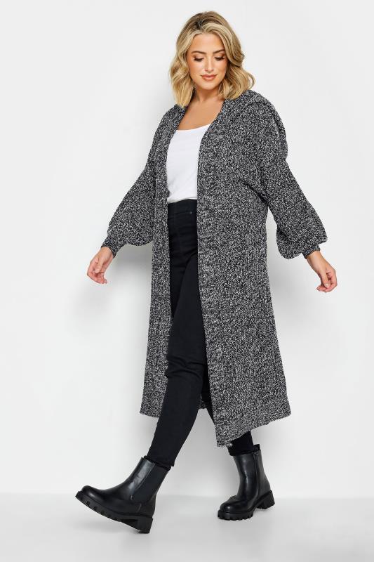 Plus Size Curve Black Twist Longline Hooded Cardigan | Yours Clothing 1