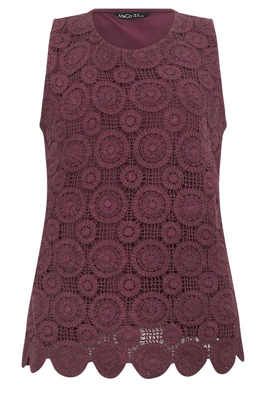 M&Co Berry Purple Crochet Cotton Vest Top | M&Co 5