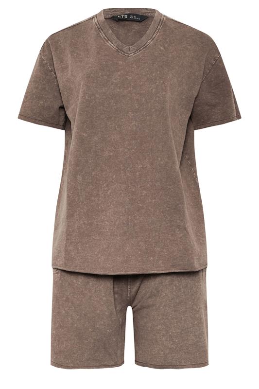 LTS Tall Women's Set Chocolate Brown Acid Wash T-Shirt & Shorts | Long Tall Sally 5