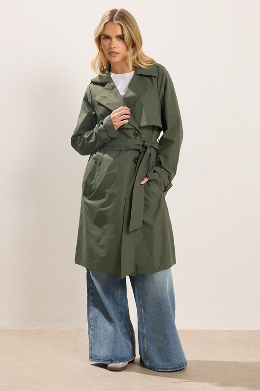PixieGirl Petite Women's Khaki Green Trench Coat | PixieGirl 1