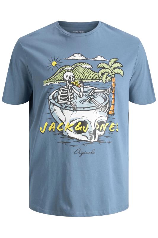 JACK & JONES Big & Tall Blue Sunny Skull Print T-Shirt 2