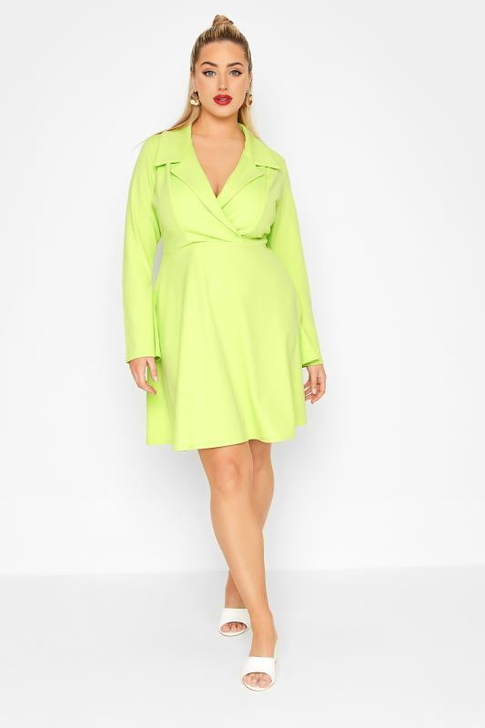 Plus Size  LIMITED COLLECTION Curve Lime Green Blazer Dress