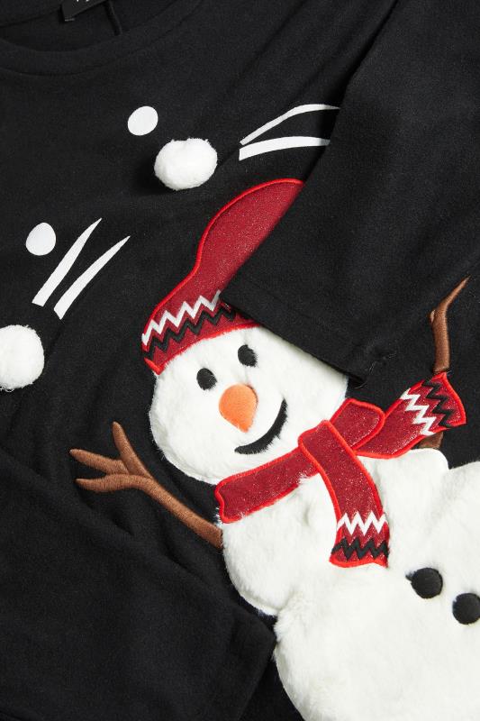 YOURS LUXURY Plus Size Black Snowman Christmas Soft Touch Top | Yours Clothing 10
