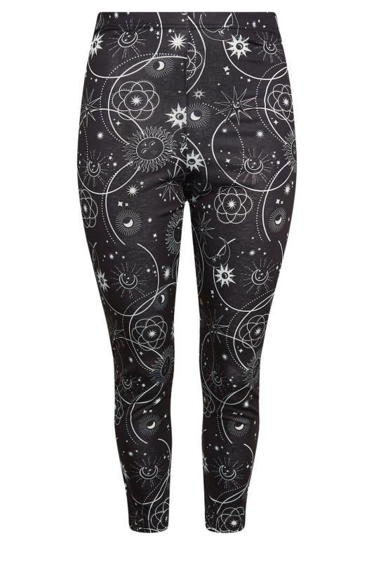YOURS Curve Black Halloween Celestial Moon Print Leggings | Yours Clothing 5