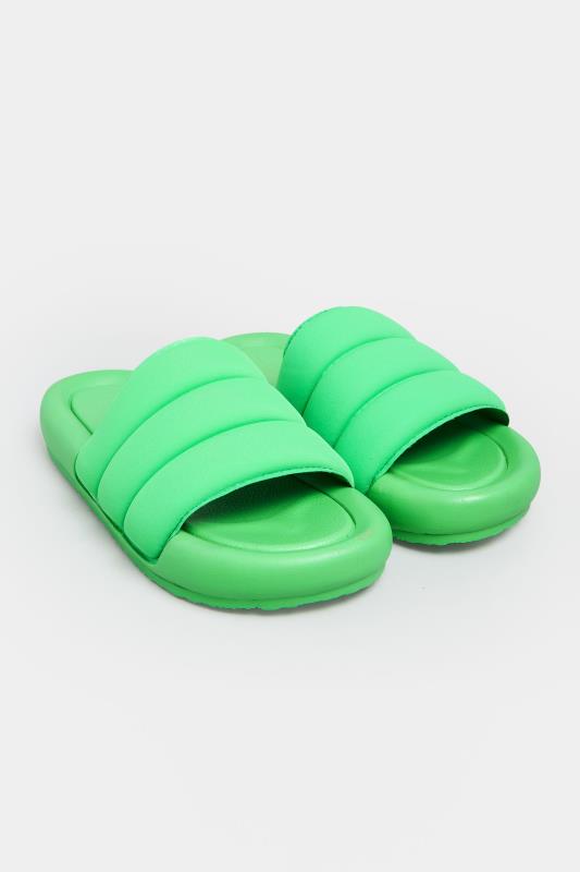 LIMITED COLLECTION Green Padded Sliders In Wide E Fit | Yours Clothing 2