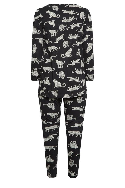 YOURS Curve Black Animal Print Pyjama Set | Yours Clothing 7