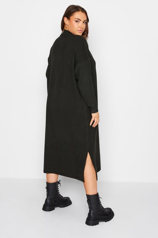 Plus Size Black High Neck Knitted Maxi Jumper Dress | Yours Clothing 3