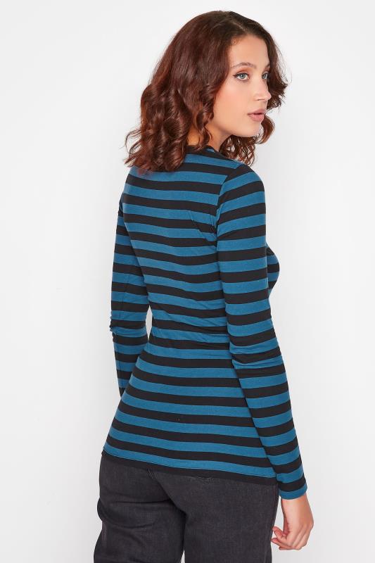 LTS Tall Black & Blue Stripe Long Sleeve T-Shirt 3