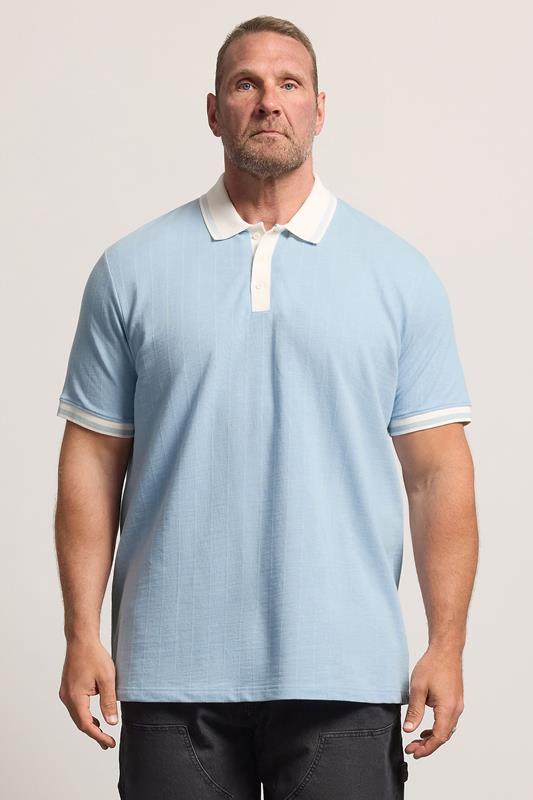 BadRhino Big & Tall blauw mini ruit poloshirt