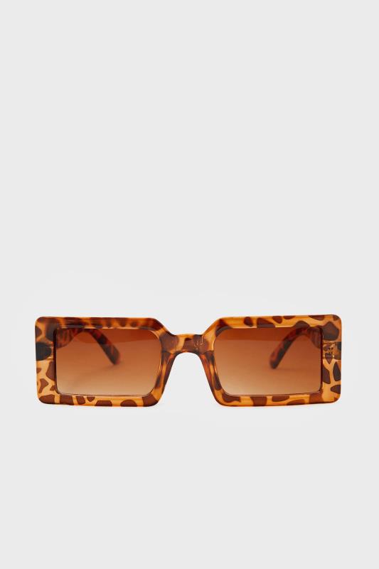  dla puszystych Brown Tortoiseshell Rectangle Frame Sunglasses