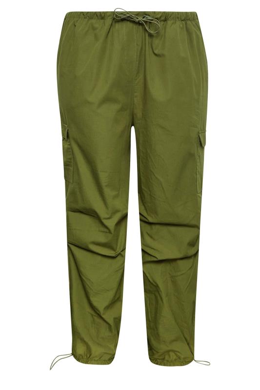 YOURS Curve Plus Size Dark Green Cuffed Cargo Parachute Trousers | Yours Clothing  7