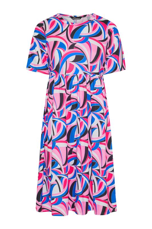 LIMITED COLLECTION Curve Pink Abstract Print Smock Dress 6