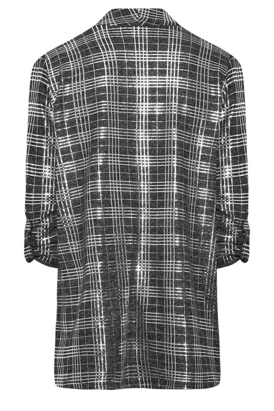 Plus Size Grey Foil Check Print Cardigan | Yours Clothing 7